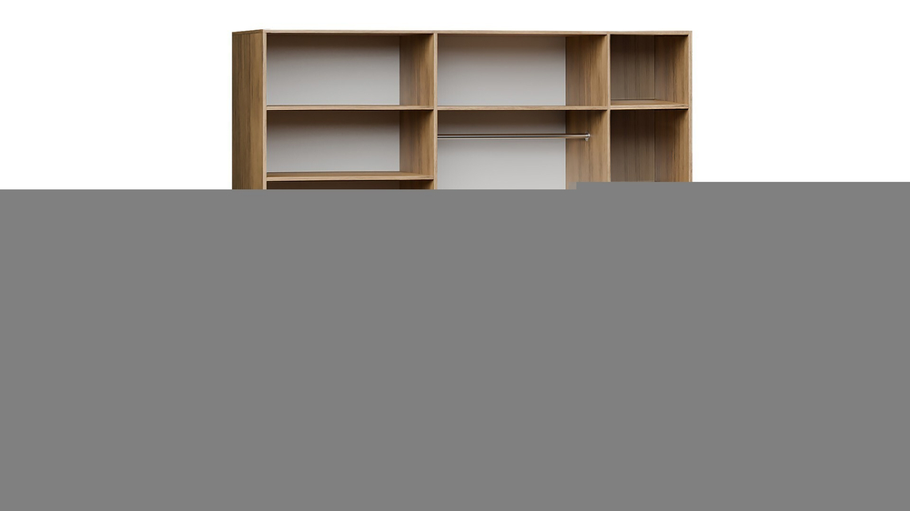 Шкаф Агератум МДФ четырехсекционный с антресолью и стеллажом Лайн керамика (0,27) А10032 матовая - Дуб Сонома 3025  230*45*240