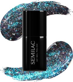 Semilac UV Hybrid Galaxy Flash - Гибридный лак для ногтей с использованием УФ / СВ-лампы оттенок 828 Grey Holo, 7 ml