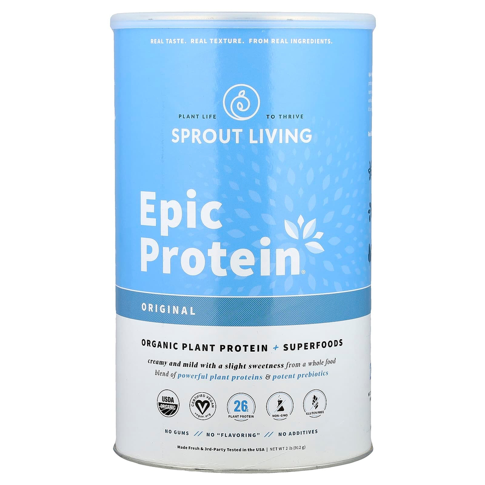 Sprout Living, Epic Protein®, органический растительный протеин и суперфуды, оригинальный, 912 г (2 фунта)