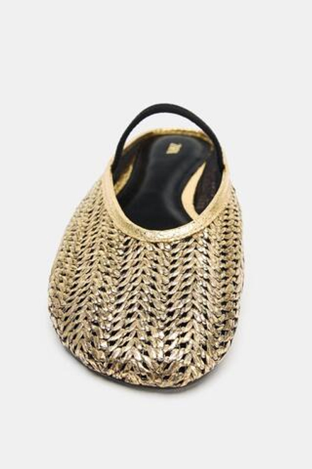 ZARA ПЛЕТЕНЫЕ БАЛЕТКИ-МЮЛИ, ЗОЛОТИСТЫЙ