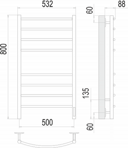 Полотенцесушитель Terminus Классик П8 500х800 электро КС 9003 матовый ( new встроен диммер)