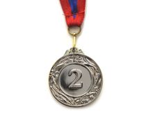 Медаль спортивная с лентой 2 место d - 4 см :400-2