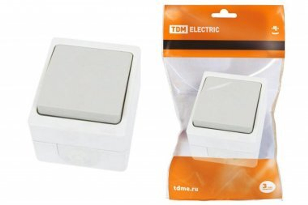 Выключатель 1-кл. открытой установки IP54 10А серый "Вуокса" TDM (ЕС) SQ1803-0001