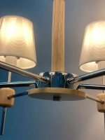 Люстра потолочная  E14*6*40W хром/белый/дерево