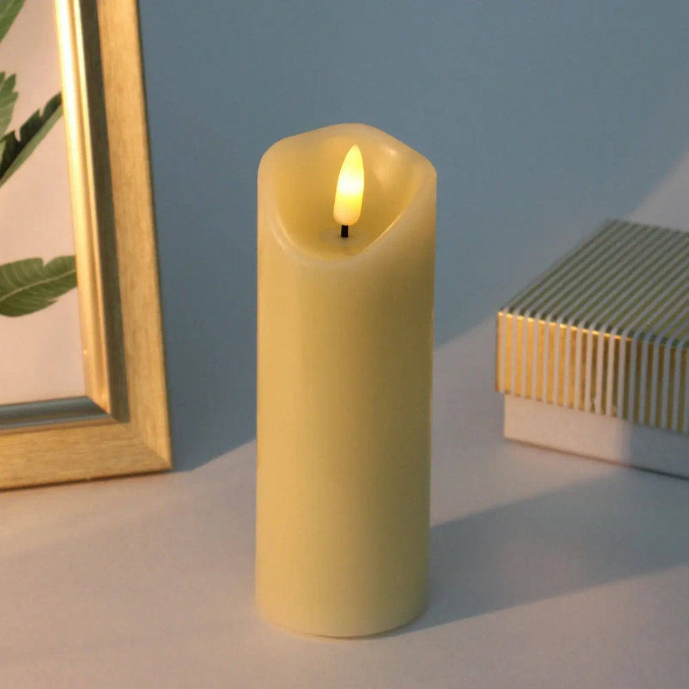 Сувенир с подсветкой «Свеча восковая - Искра» 5,3*15 см - облита воском (работает от батареек 2 АА)