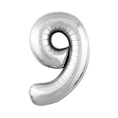 Фольгированный шар-цифра «9», серебро