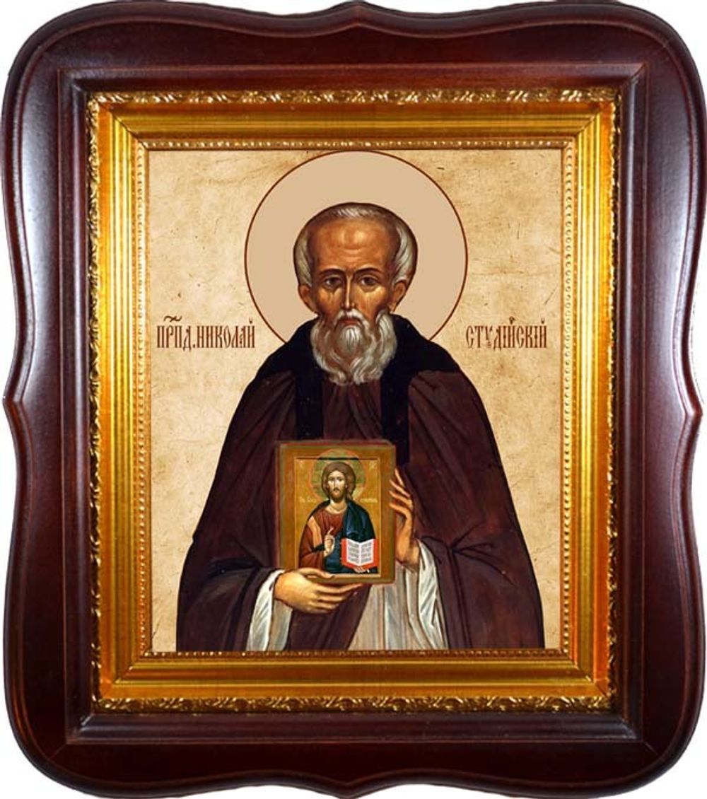Николай Студийский преподобный. Икона на холсте в киоте.
