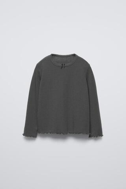 ZARA ФУТБОЛКА С БАНТОМ, АНТРАЦИТОВО-СЕРЫЙ