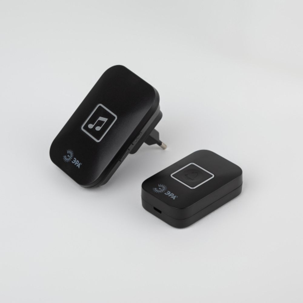 Звонок дверной ЭРА С97 беспроводной, от сети, черный, 60 мелодий | Электрозвонки беспроводные