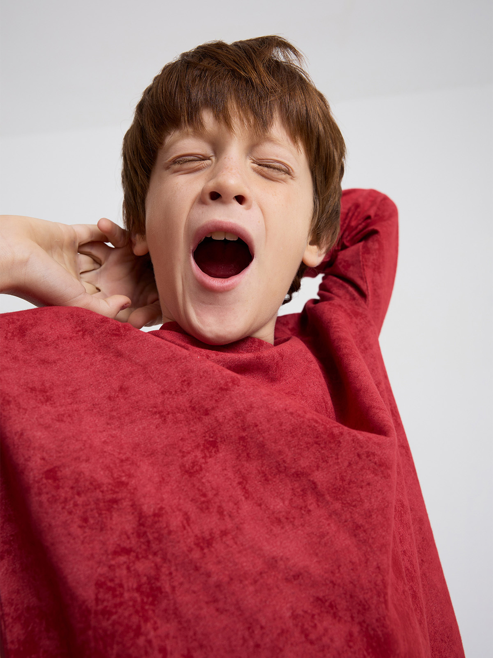 Лонгслив базовый с эффектом варки Mjölk Red Vintage