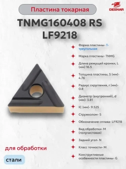 Пластина сменная TNMG160408 RS LF9218 (1 шт.) Deskar
