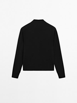 Massimo Dutti Вязаный кардиган с воротником-стойкой, черный