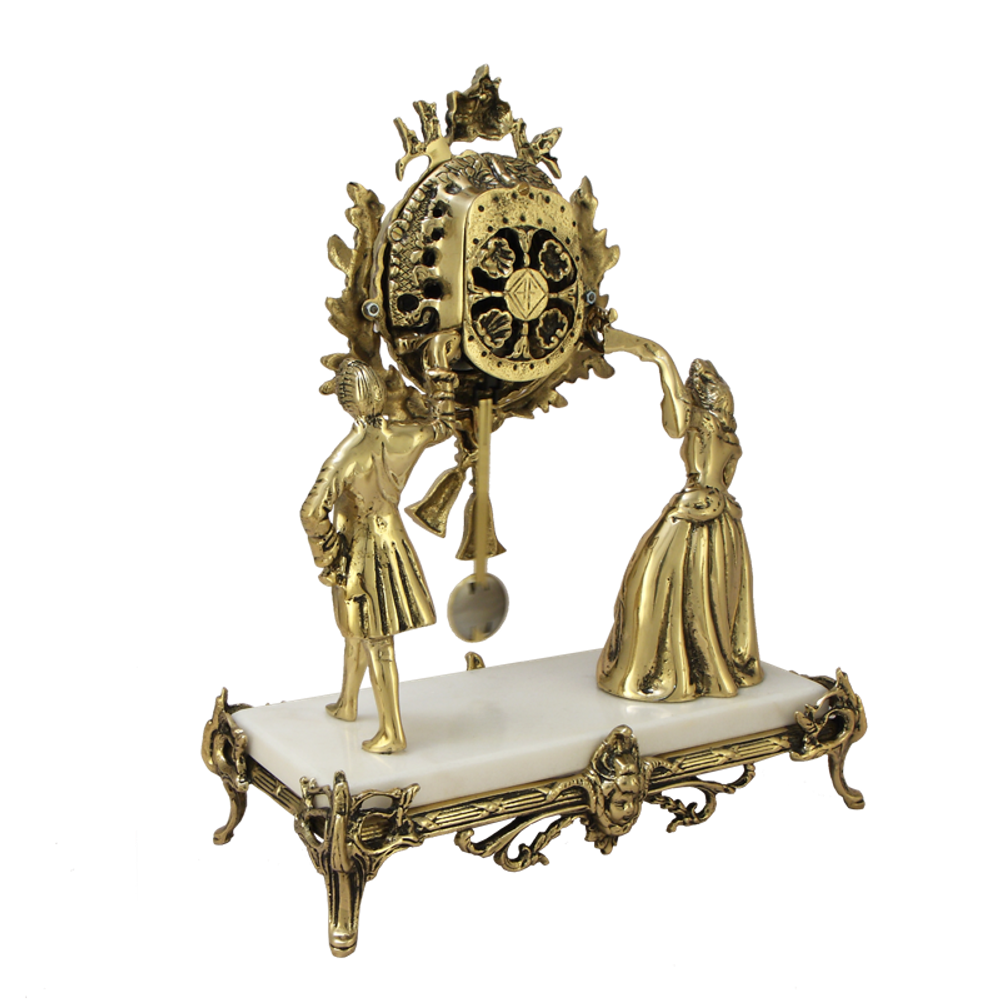 Bello De Bronze Часы каминные Пастораль на мраморной подставке