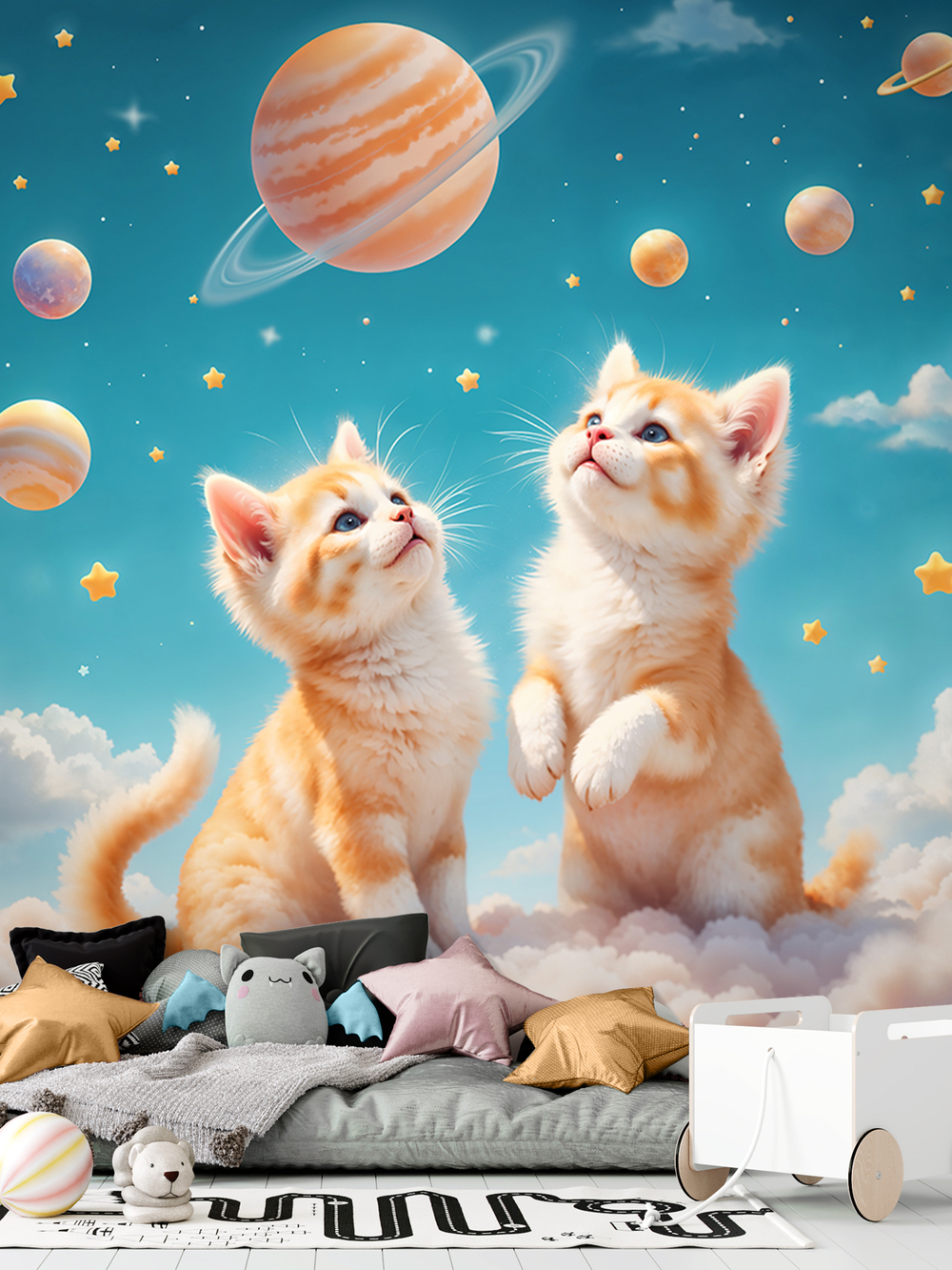 3D Фотообои котики в космосе
