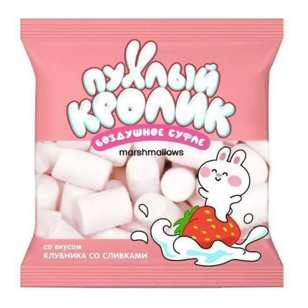 Маршмелоу Пухлый Кролик со вкусом клубника со сливками 85 гр