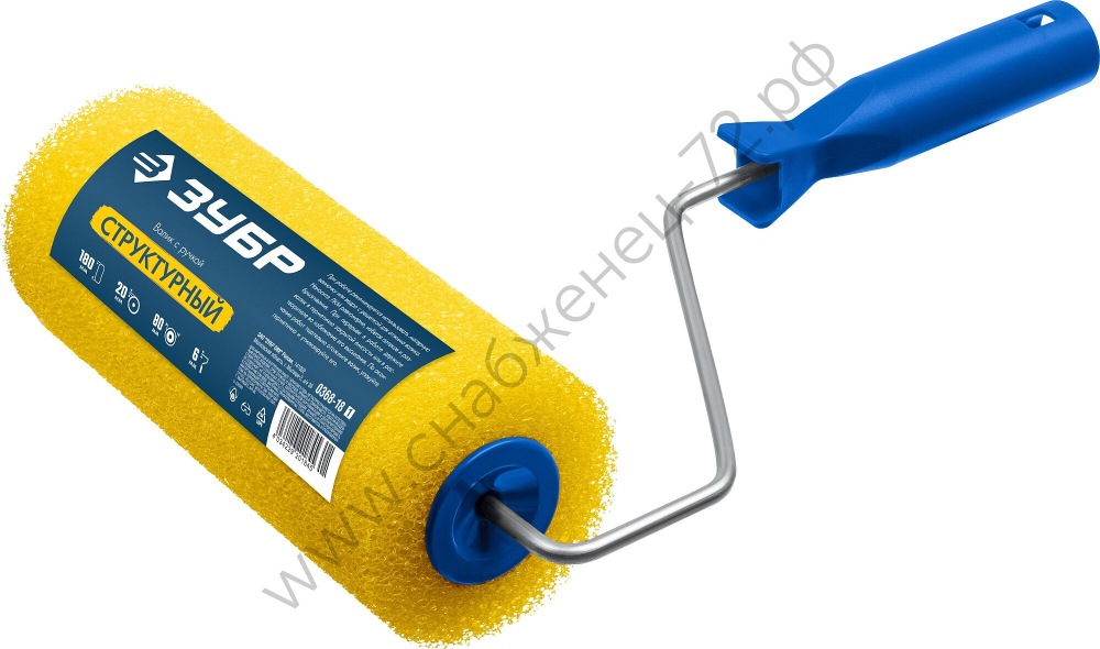 ЗУБР СТРУКТУРНЫЙ 80 180 мм, Малярный валик с ручкой, МАСТЕР (0368-18)