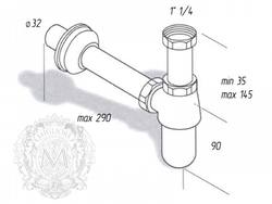 Сифон для раковины бутылочный,  Migliore Ricambi  ML.RIC-10.102 схема