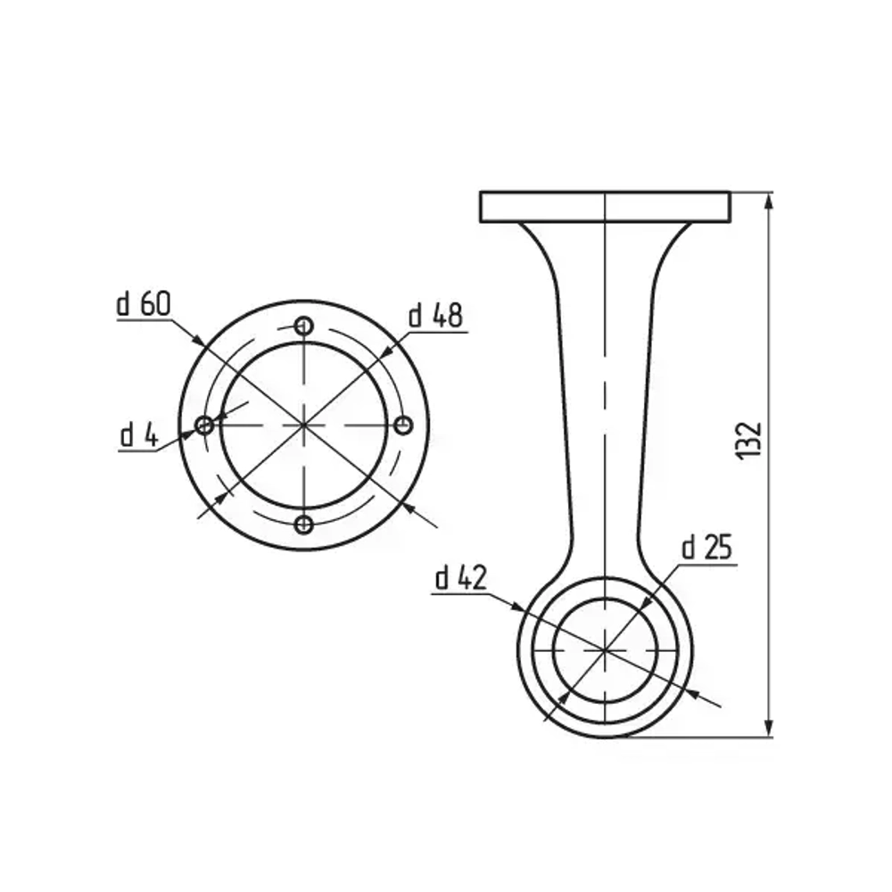 Держатель трубы d25 мм дистанционный сквозной к системе Joker - 2 шт