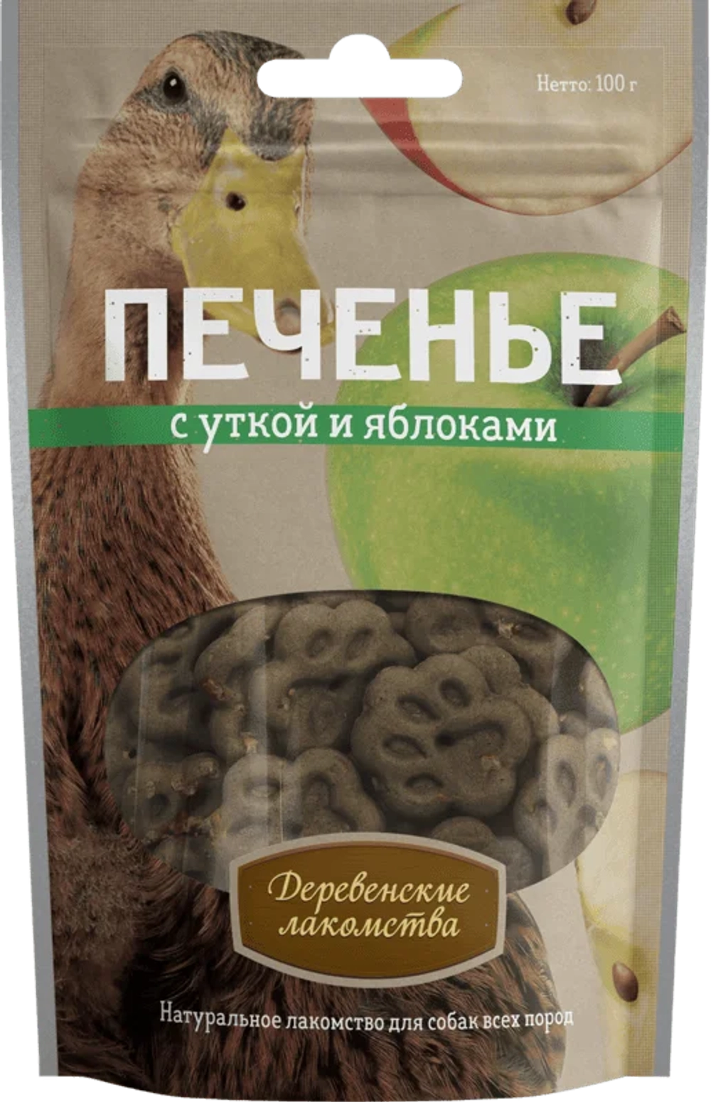 Печенье для собак утка и яблоко Деревенские Лакомства 100гр