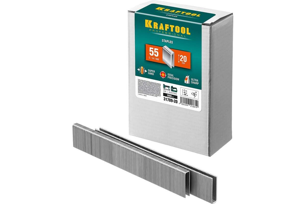 KRAFTOOL тип 18GA (55 / 90 / C) 20 мм, 5000 шт, скобы для степлера (31789-20)