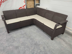 Угловой диван Yalta Corner Set под ротанг для лаунж зоны  с подушками на сиденье