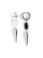 Серьги "Star pearl thorn" c черным агатом Silver