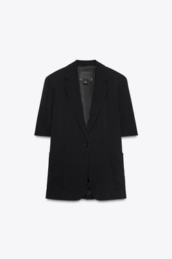 ZARA БЛЕЙЗЕР С КОРОТКИМИ РУКАВАМИ — ZW COLLECTION, ЧЕРНЫЙ
