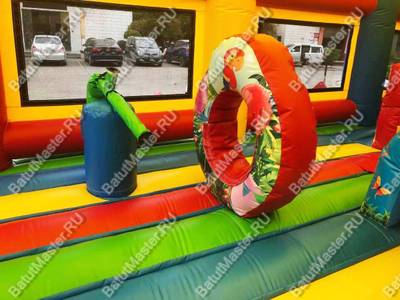 Надувной батут "Страна Сафария" с крышей и пневмопушками