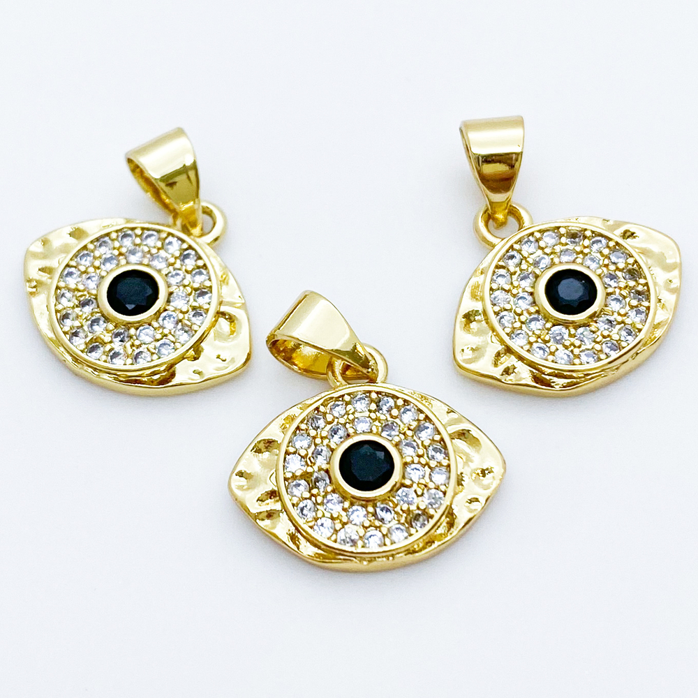 Подвеска Глаз, позолота, фианиты, размер 13*14 мм, цена за 1 шт