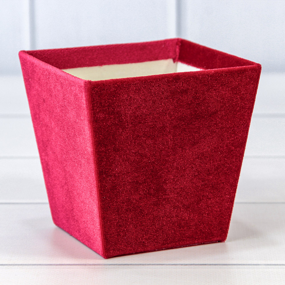 Коробка Ваза для цветов 11х11х8 см "Бархат" (Красный)