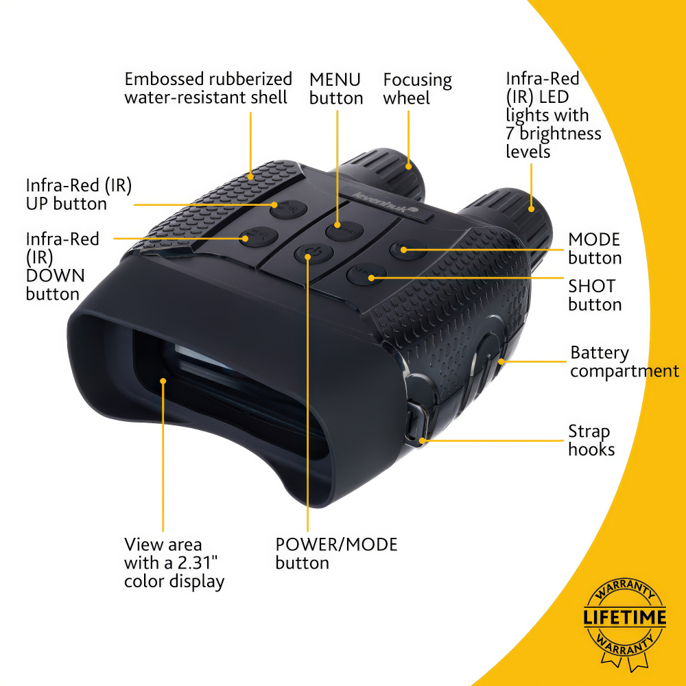 Бинокль цифровой ночного видения Levenhuk Halo 13x - Элементы управления