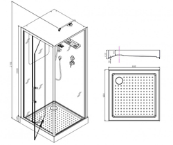 Душевая кабина Esbano (Эсбано) EST-RASPA-90, с низким поддоном, 90х90х215
