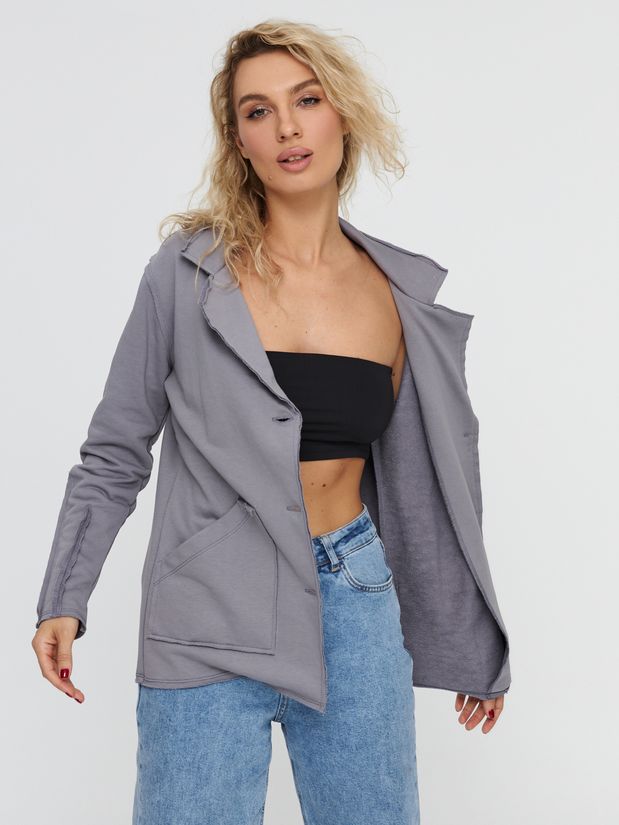 Жакет строчки трикотажный, графит