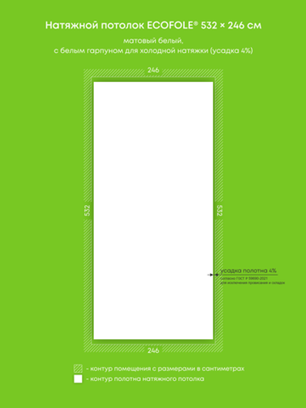 Матовый натяжной потолок 13.1 м2