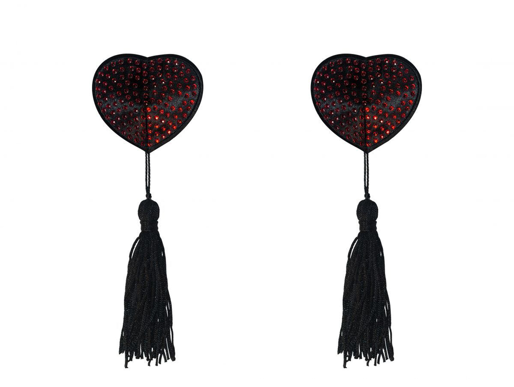 Пэстисы сердечки Evans Lola Lingerie, черно-красные с кисточками