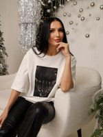 Футболка over укороченная белая, КОШКА