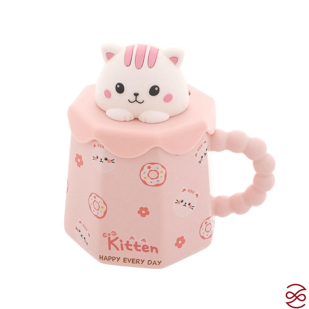 Кружка с крышкой и трубочкой Repast Котенок 400 мл, 9,8*12 см