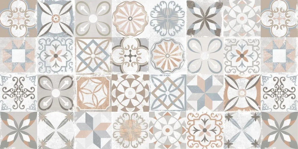 Керамогранит Alma Ceramica GFU60120BTP14R Beton PRO 60x120 микс глазурованный матовый / противоскользящий / карвинг пэчворк / с орнаментом