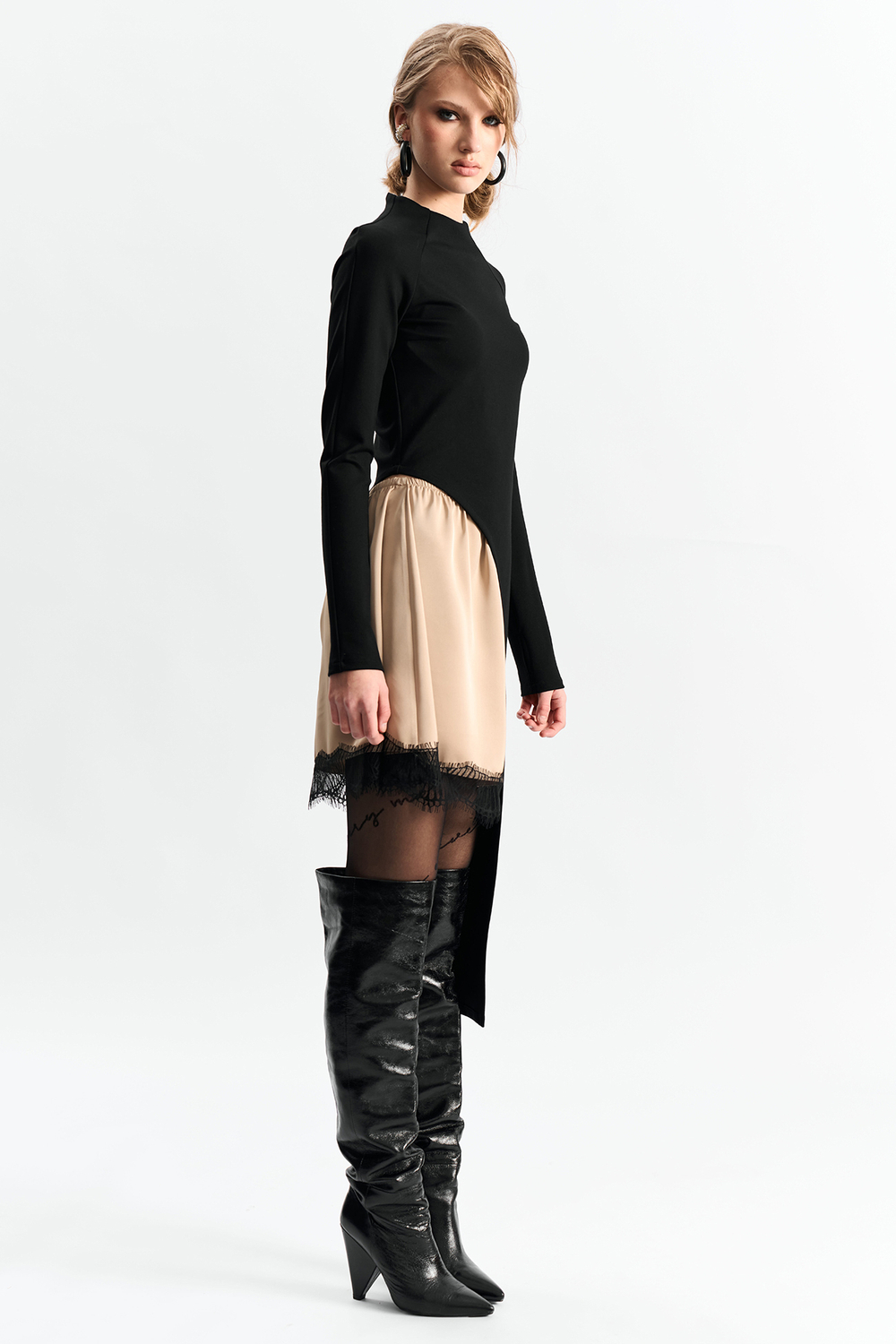 Мини-юбка с кружевом 1264 золото