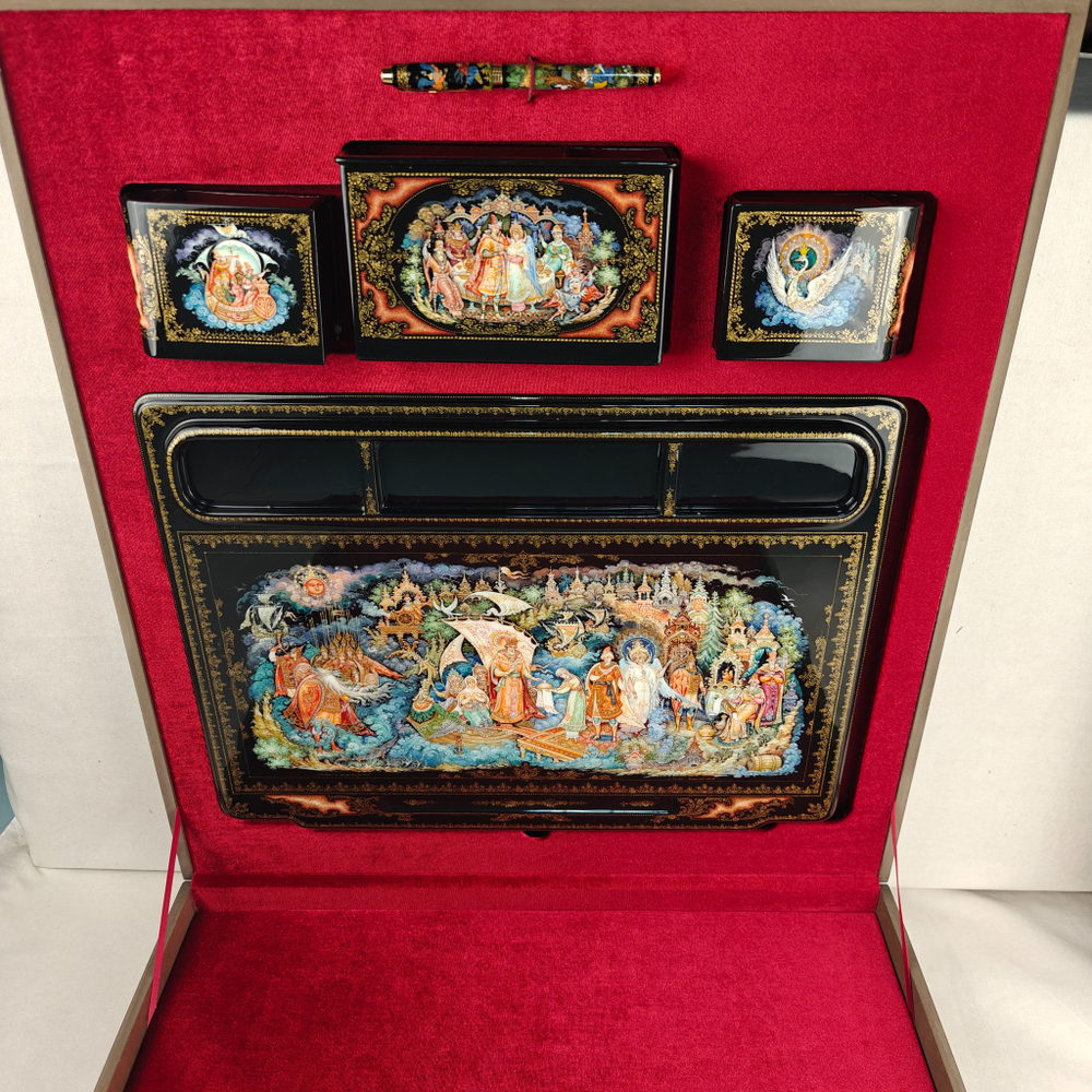 Настольный письменный набор с ручной росписью VIP