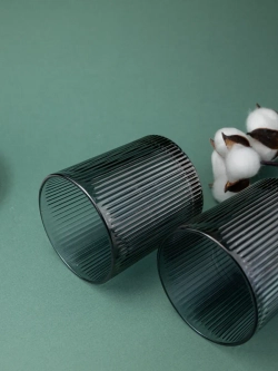 Набор ребристых бокалов для виски, 350 мл. 6 шт. черные