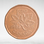 Canada, 1 Cent, 1986 – Elizabeth II (Second Portrait, 12-Sided Design), XF