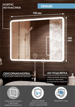 Зеркало "Demure Led" 700х500