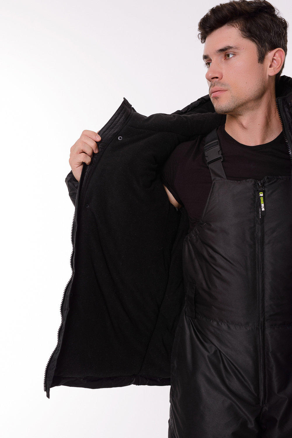 Костюм мужской Onerus Горный -15 (Таслан), Полукомбинезон, Черный