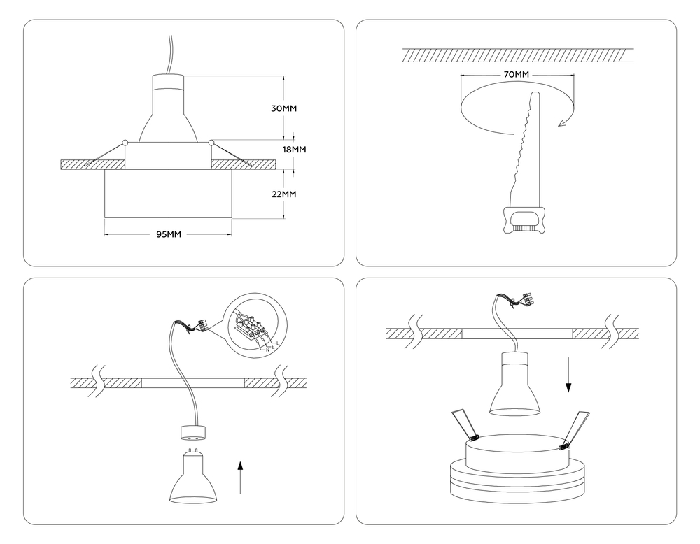 Встраиваемый точечный светильник MR16 с акрилом TN3322 SBK/FR черный песок/белый матовый GU5.3 D95*40