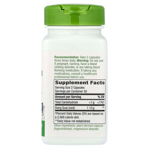 Nature's Way, корень дудника китайского, 100 веганских капсул (565 мг в 1 капсуле)