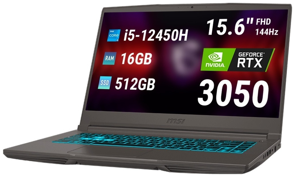 Ноутбук MSI Thin 15 15.6" / 16 Гб / SSD 512 Гб / DOS / B12UC / 9S7-16R831-1821