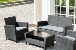"Вашингтон" лаунж-зона из искусственного ротанга на 4 персоны, цвет черный