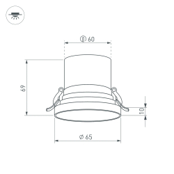 Светильник MS-VOLCANO-BUILT-R65-6W Day4000 (WH, 38 deg, 230V) (Arlight, IP20 Металл, 5 лет) 035437