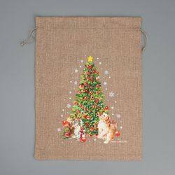 Мешочек подарочный новогодний с термонаклейкой 30х40 см